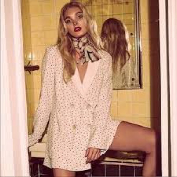 For Love & Lemons womens L Bianca Blazer ivory black polka dot 4 button - Picture 2 of 3